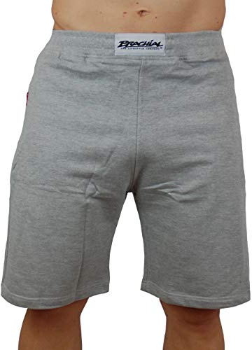 Brachial Premium Herren Kurze Hose Rude Grau - Short Trainingshose für Fitness Bodybuilding Kraftsport Gym