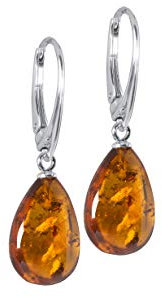 ANDANTE Premium Collection - Echter OSTSEE Bernstein Ohrringe in 925 Sterling Silber - Tropfen - Zertifiziert - Gold des MEERES - Farbe Cognac