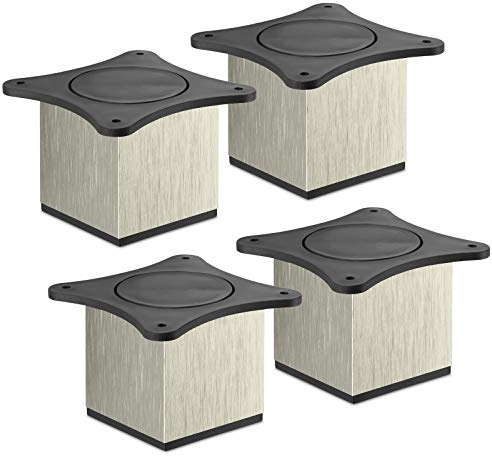 SOTECH 4 Stück Möbelfüße Quebec II 70 mm 65 x 65 mm Edelstahloptik | Schrankfüße aus Aluminium