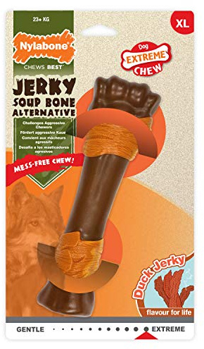 Nylabone Extrem tuff hund tuggleksak, soppben, anka Jerky smak, stökfri, för hundar över 23 kg - X-Large