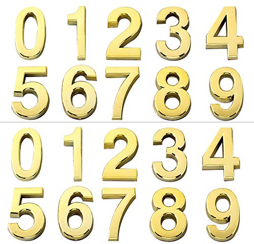 20 Stück Hausnummer aus selbstklebend YUTOU 2 set gesamt Mailbox Nummer Adresse Nummern Türnummer Zimmernummer für Haus Hotel Tür Adresse Briefkasten (0~9, Golden)