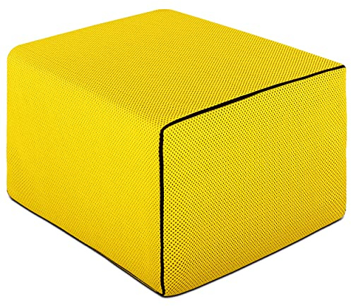 EVERGREENWEB - Pouf Letto con Rivestimento Giallo Sfoderabile trasformabile in Confortevole Materasso Singolo 80x190 WATERFOAM Alto 15 cm Pieghevole 3 Pezzi Multiuso Puff Futon Salvaspazio per Ospiti