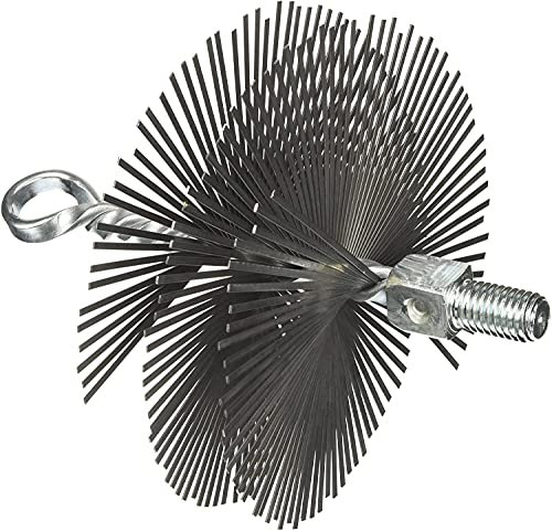 Scovolo Scovolino Tondo in Acciaio Setole piatte con Gancio e perno filettato per Tubi stufa e Pulizia Canne fumarie Camino (Ø 50 cm)