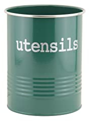 EHC Round Fjord Green Enamel Utensil Storage Pot Holder, Diameter 14 cm X Height 17 cm