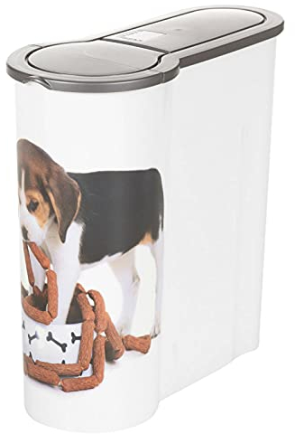 Pet Food Storage Container 4L Dogs Cats Food Treats Airtight Dry Food Storage Container Portable Pet Dog Cat Dispenser Box, Plastic (Dog)