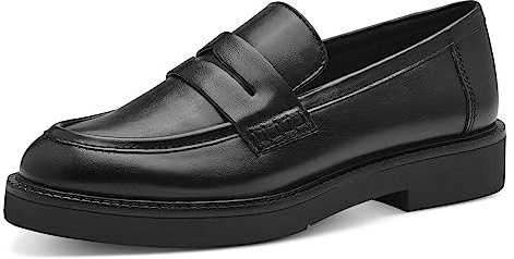 Marco Tozzi Mocassins pour Femme sans Talon en Cuir synthétique Classique, Noir, 39 EU