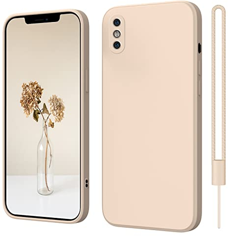 ElestBela iPhone X/XS Hülle Silikon Case, Hanyhülle 5.8'' Ultra Dünn Slim Mit Microfiber, Kratzfeste Rundumschutz Schutzhülle für iPhone X/XS Khaki