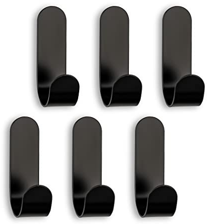 SEBSON Handtuchhalter selbstklebend 6er Set - Edelstahl Klebehaken, Handtuchhaken für Badezimmer, Küche, Garderobe - Wandhaken 60x18x33mm Schwarz