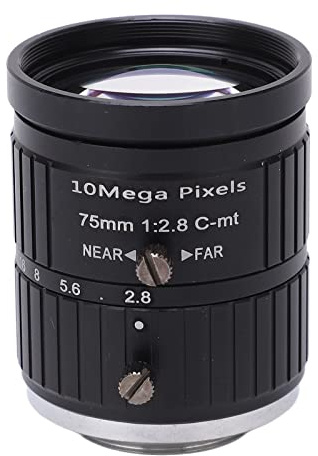 Telephoto Lens C Mount Lens 75mm Focal Length 10MP Pixels Fixed Zoom Lens with Manual Iris Focus for Photographer Industrial