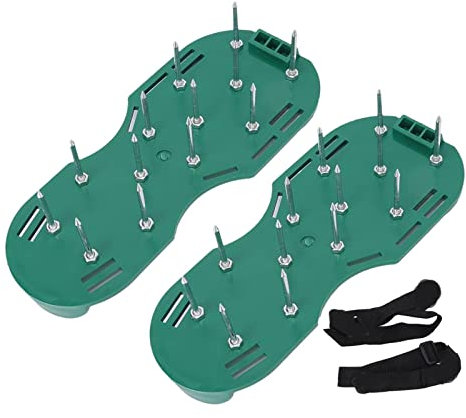 Generisch Zapatos de aireador de césped verde,Herramienta epoxi con puntas cortas de 1,65 | Zapatos aireadores de césped premontados para rejuvenecer su césped