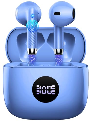 Wireless Earbuds, Bluetooth 5.3 Ear Buds LED Power Display Headphones Bass Stereo, Bluetooth Earbuds in-Ear Noise Cancelling Mic, 40H Playback Mini Case IP7 Waterproof Sports Earphones for Android iOS