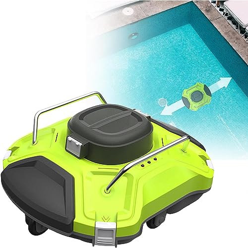 RayGenius Robot Limpiafondos, Dura 120 Minutos, para Piscinas Elevadas/Soterradas, Aspirador AutomáTico De Piscinas, AspiracióN MáXima hasta 1000 Pies Cuadrados, Verde.