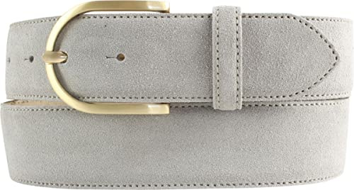 BELTINGER Damen-Gürtel aus Veloursleder 4 cm | Velour-Gürtel für Damen 40mm | Wildleder-Gürtel 4cm mit goldener Gürtelschnalle