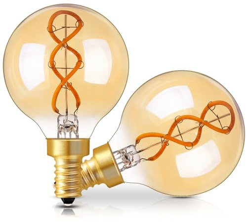 Genixgreen Lampadina a LED E14, dimmerabile, 3 W, vintage, sostituisce 30 W, G16.5, a spirale, anticata, 200 K, colore bianco caldo, 2200 K, confezione da 2