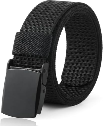 Coubeau Barnbälte pojke - Nylon basebollbälte barn golfbälte med metallspänne, Svart + svart omslag, 28-35 pouces (Recommandé pour 15-18 ans)