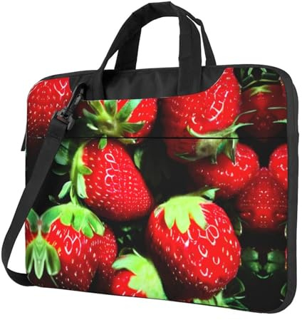 Sac à bandoulière pour ordinateur portable Motif fraises, noir, 14 inch