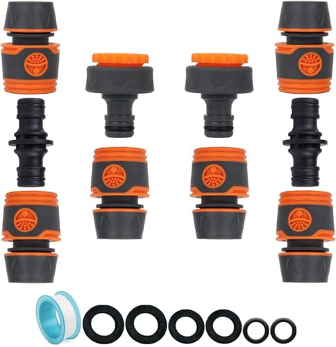 Sixstore Garden Hose Connector for Pipe, Outside Tap to Hose, Hose to Hose Connector Fittings Set of 6, 2 Adapter for Tap 3/4''&1/2'' 2 in 1, 2 Double Male Hose Connector