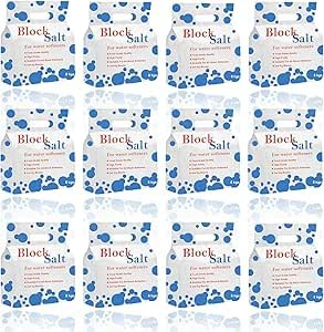Block salt for water softeners, original pure food quality salt, softening salt block best for laundry kitchen dishwashing industrial & hotel use water softener salt block (12 Packs - 24 Block)