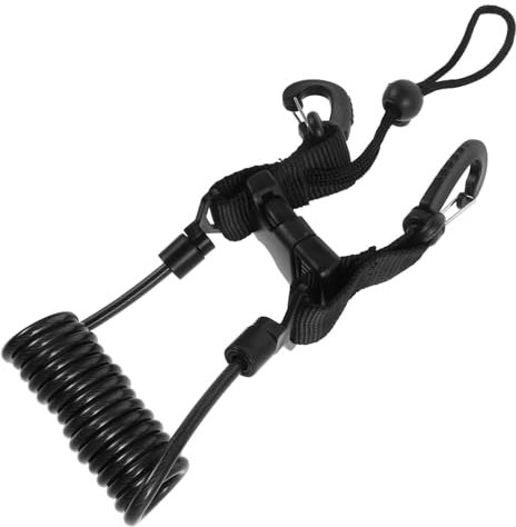 BELLIFFY Tauchkameraband TPU Spiralkabel Mit Schnellverschlüssen Hochfestes Spiralseil Dehnbares Tauchzubehör Für Unterwasserausrüstung Transparent Schwarz Sicherungsseil Für Taucher