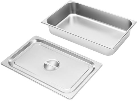 Gastronorm Lot de 4 récipients alimentaires avec couvercles en acier inoxydable pour réchauffer les aliments, les gâteaux, les hôtels, les tables