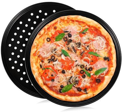 Cabilock 2piezas Bandeja De Pizza Antiadherente y De Limpiar para Hornear y Pizzas Casa