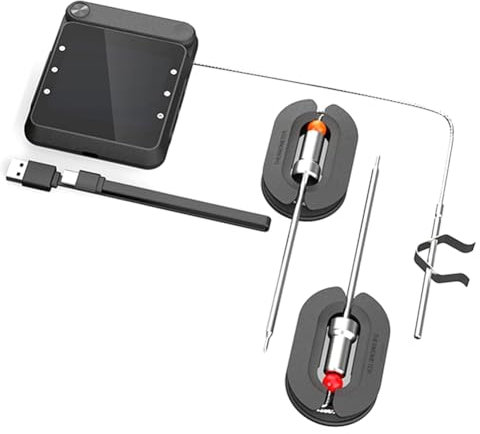 Booso Termometro per Barbecue per Barbecue A Base di Carne, Digitale, Ricaricabile, Wireless, Digitale, Intelligente, per Grigliate al Forno, Affumicatore
