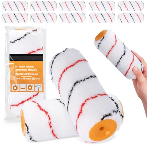 10x Farbrolle 18 cm Malerwalze Lackierwalze Lackrolle Ersatzrolle Streichrollen Malerrolle Mikrofaser Roller Farben Lacke Wand Decken Fassaden Malerbedarf