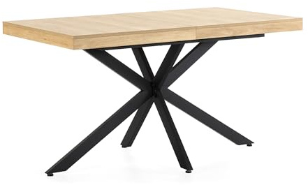HOMN LIVING Mesa de Comedor Extensible Genova Color Roble, 140-180 cm (Largo) 80 cm (Profundidad) 75 cm (Altura)