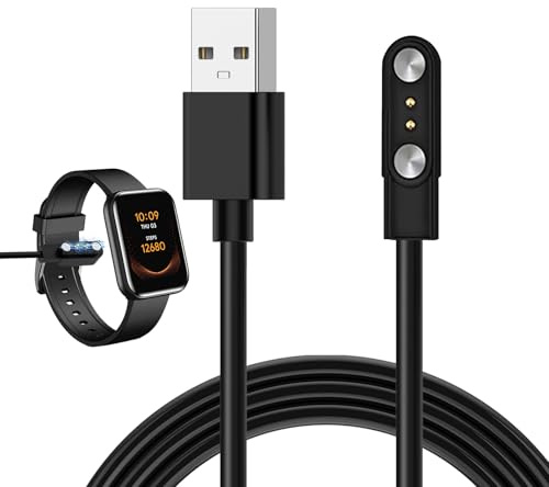 EuAcesry Chargeur Montre Connectée, Câble USB 2 Broches de Charge Magnétique pour Smartwatch, Câble de Recharge pour Montre Intelligente Universel, Espacement des Contacts du Chargeur 4 mm