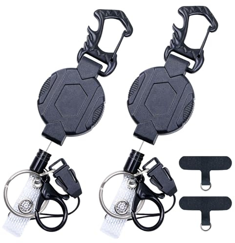 chuanhylis 2 Piece Enrouleur Badge, Aspiration Magnétique Robuste Porte Clef Retractable Heavy Duty Snap Porte Badge Retractable pour Porte - Cartes de Visite Badges et Clés