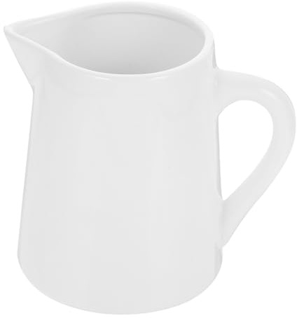 PartyKindom Ceramic Milk Pitcher 1L White Creamer Dispenser for Coffee and Tea Sturdy Porcelain Jug Handle for Home Use and Entertaining