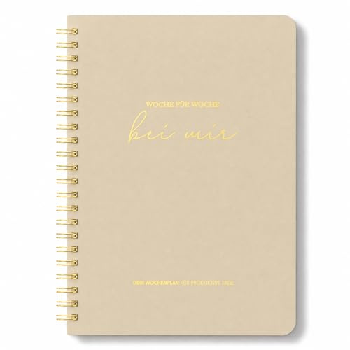 BIROYAL Undatierter Wochenplaner A5, 52 Wochen, 2 Seiten pro Woche | 120g Premium Papier Kein Durchschreiben, Ringbuch wöchentlicher Terminplaner mit To Do Liste, Habit Tracker für Büro Schule