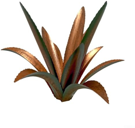 Sculpture de jardin agave en métal, art extérieur unique pour pelouses et cours, design en fer robuste (vert avec poteau en H)