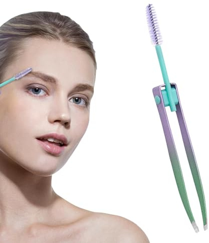Augenbrauen-Pinzette, 2-in-1, Edelstahl-Pinzette für Augenbrauen mit Pinsel, Haarzupfwerkzeug, Falsche Wimpern, Make-up-Pflege für Reisen, Outdoor
