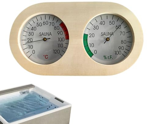 Qkbuza Monitor de temperatura y humedad – Medidor de temperatura de humedad para sauna – Medidor portátil de madera y fácil de leer para dormitorio, jardín, baño, garaje