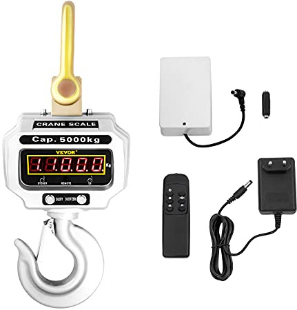 VEVOR Balance à Grue Numérique, Capacité 5000 kg, Balance Suspendue Électronique à Grue, avec Écran Lecture LCD, Grande Précision Mesure, pour Entrepôts, Agriculture, Chasse, Pêche, Ateliers, Bureaux