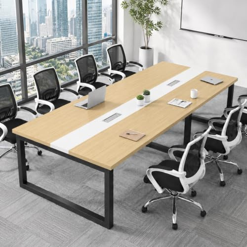 Tazyee Mesa de Conferencias Grande para Oficinas – Mesa de Reuniones para Muchas Personas, Diseño de Madera, Fácil Montaje, Espacio Amplio para Seminarios y Aulas (Sillas No Incluidas)