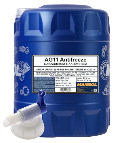 20 Liter Mannol AG11 Blau Konzentrat Kühlerfrostschutz + Hahn Kühlmittel | 163796, Kühlerfrostschutz