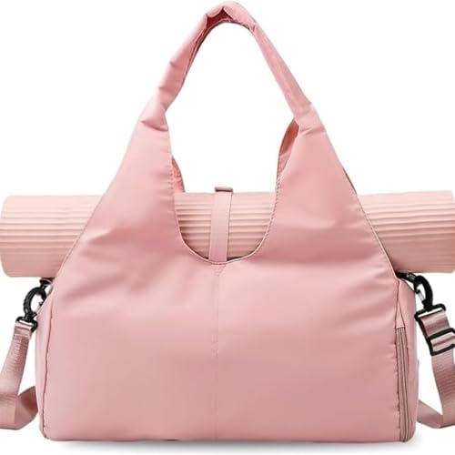 ROSSRORE Yoga Gym Bag for Women | Separate Shoes Compartment & Wet/Dry Pockets | Adjustable Yoga Mat Holder | Large Capacity Sports Tote Mom Gifts