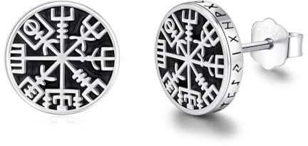 REDSUN Wikinger Ohrringe für Damen Herren,925 Sterling Silber Kleine Ohrringe Hypoallergen Schmuck für Mädchen Runde Ohrstecker Hypoallergen für Männer Frauen Unisex Jungen