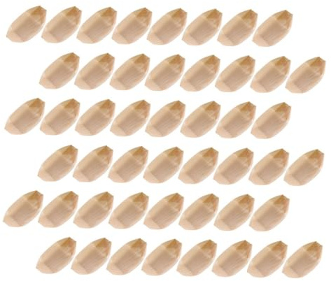 Mipcase 100 piezas Platos de Madera Forma de Barco para Sushi y Aperitivos Bandejas Desechables Resistentes para Servir Snacks Postres y Comidas al Aire