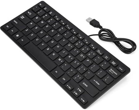 HERCHR Clavier Filaire pour fenêtre Plug and Play 78 Touches USB Mini Clavier Filaire Petit Mince pour Ordinateur de Bureau Ordinateur Portable (Noire)