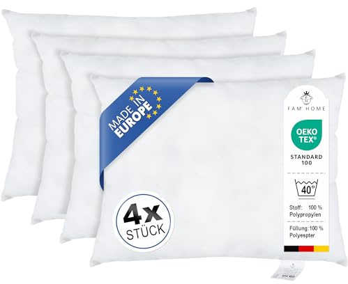 FAM Home Kissenfüllung 40x60 cm (4er Set) Sofakissen Dekokissen 400g | Ideal als Innenkissen & Füllkissen für Zierkissen: Mittelfest, hypoallergen und maschinenwaschbar. Perfekte Form für Bezüge.