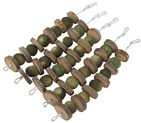 Jouets à Mâcher pour Lapin, Bâtons en Bois de Pommier avec Boules d'herbe pour Le Meulage des Dents | Jouets à Mâcher pour Lapins, Cochons d'Inde, Hamsters, 5 Pièces | Matériau Naturel