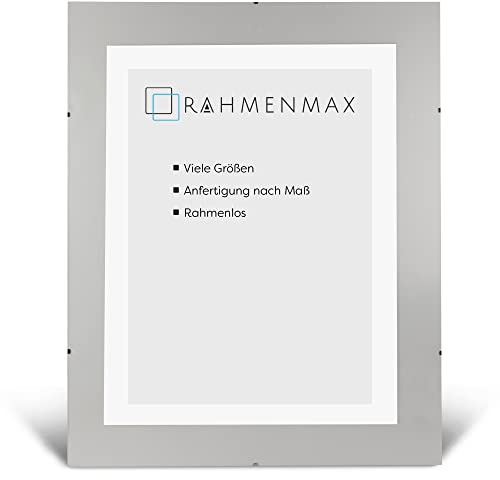 Rahmenloser Bildhalter nach Maß – 34x48cm – Acrylglas 1mm klar, bruchsicher – 2,5 mm weiße Rückwand – Maßanfertigung für Fotos, Poster & Urkunden