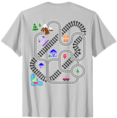 Herren Neuheit Geschenke für Väter Tag, Auto & Zug Spielteppich Teppich Shirt T-Shirt