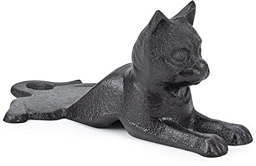 Earl Diamond Türstopper aus Gusseisen – dekorative rustikale stoppen Sie Ihr Schlafzimmer, Bad und Exeterior Türen, 9,9 x 15 cm (schwarz mit rotem Kupfer-Hund) 2.9x6.1 Schwarz brauner Katze