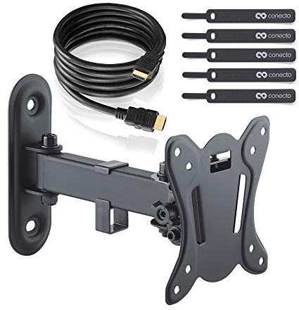 TV Wandhalterung für 13-27 Zoll (ca. 33-69cm) Flach & Curved LCD LED OLED Fernseher & TFT Monitor | Schwenkbar Neigbar Ausziehbar | Wand Halter Fernseher Halterung | VESA 75x75-100x100 | Schwarz