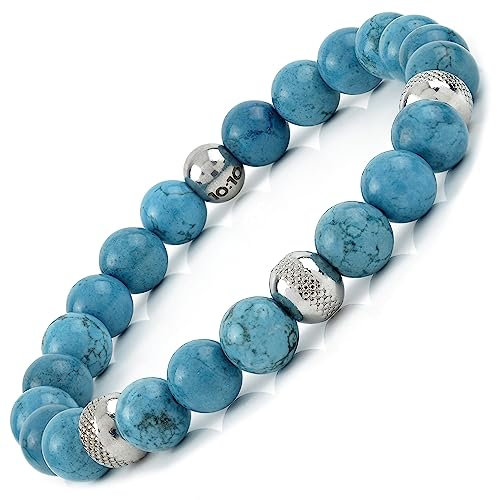 10:10 Elastisches Armband für Damen und Herren mit Natursteinen Durchmesser 8 mm, widerstandsfähiges Armband Made In Italy