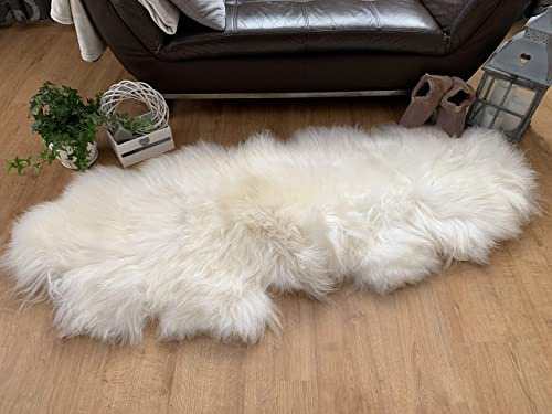 Sheepmania Island, doppia pelliccia di agnello, in vera pelle di pecora, a pelo lungo, fino a 10 cm, colore bianco